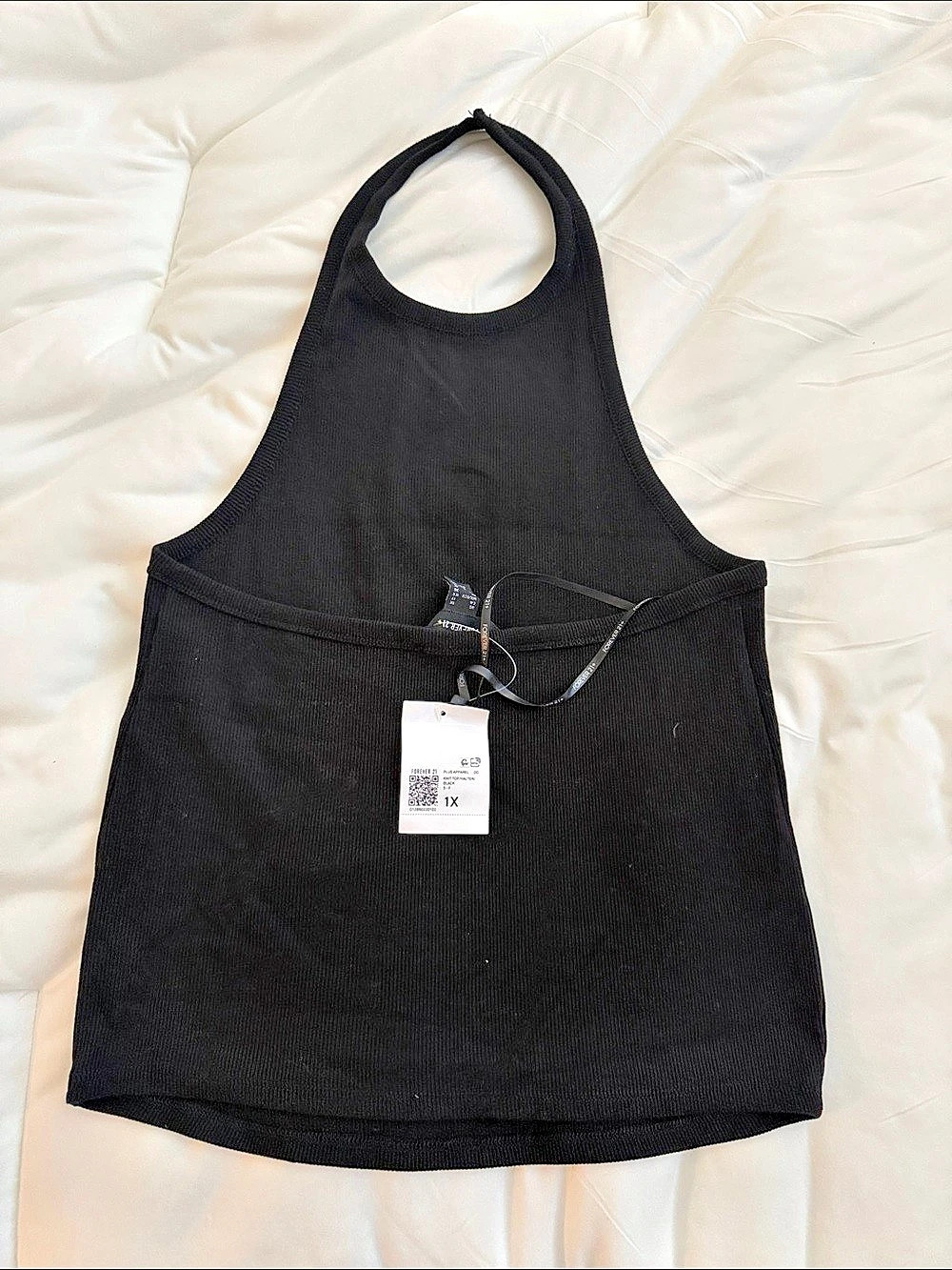 Forever 21 Ribbed Halter Tank in Black